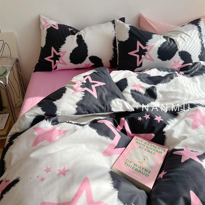 Retro Style Single Quilt Cover Single Piece Skin-friendly Dormitory Single Double Bedding Four-piece Set