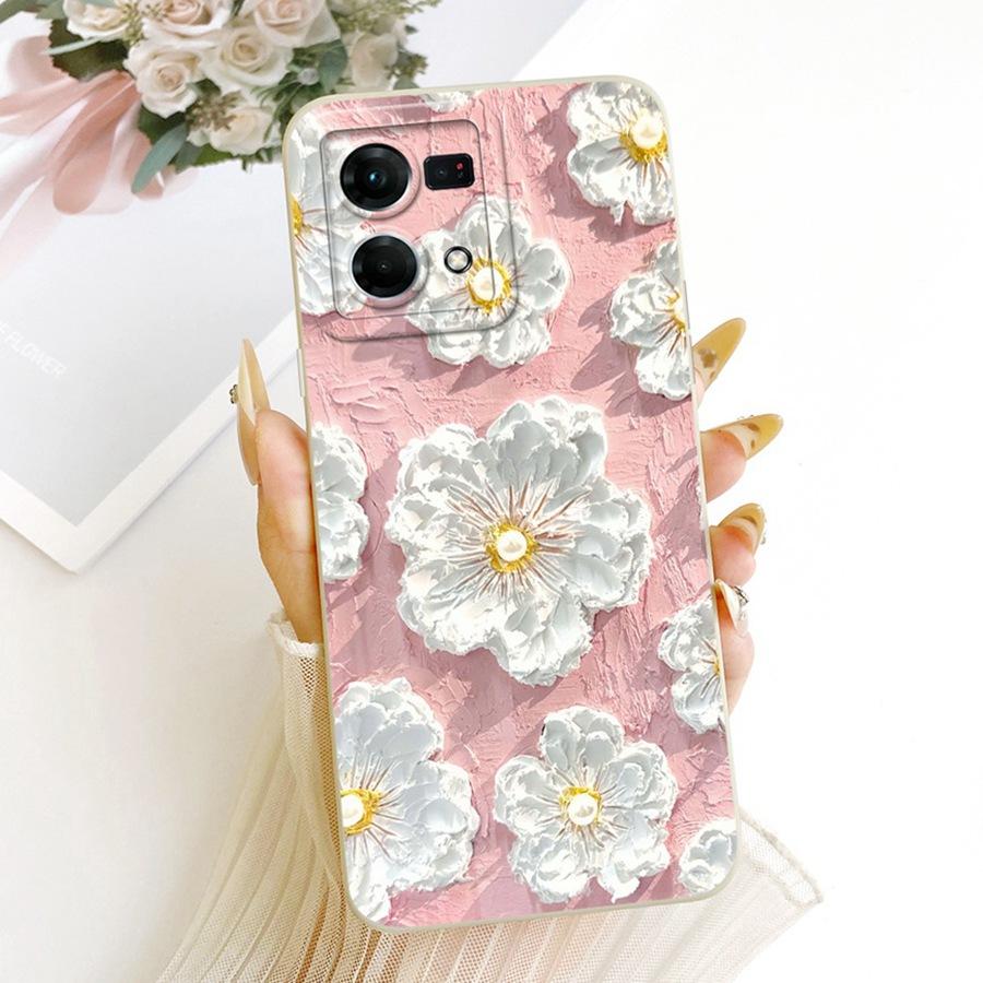 For OPPO Reno7 Reno8 4G Case Len Proective Back Cover Flower Bow Soft Silicone Funda for OPPO F21 Pro Reno 7 4G Shockproof Capa