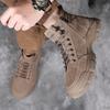 Men High Top Boots Autumn Winter Leather Casual Shoes for Men Non-Slip Outdoor British Style Platform Fashion Hiking Sneakers