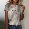 Hot Selling Women's T-shirts 3D Printed Pet Cat Summer Fashion Short Sleeved Top Round Neck Street Clothing Harajuku Casual Top