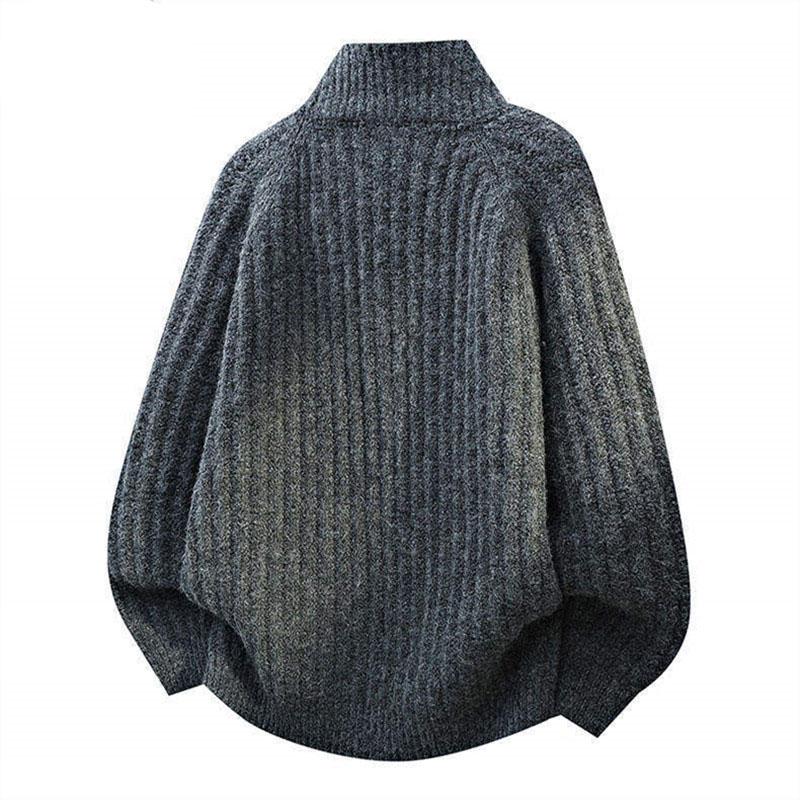 Höst Vinter Halvdragkedja Stickad Tröja Herr Varm Ståkrage Pullover Casual Stickade Kläder