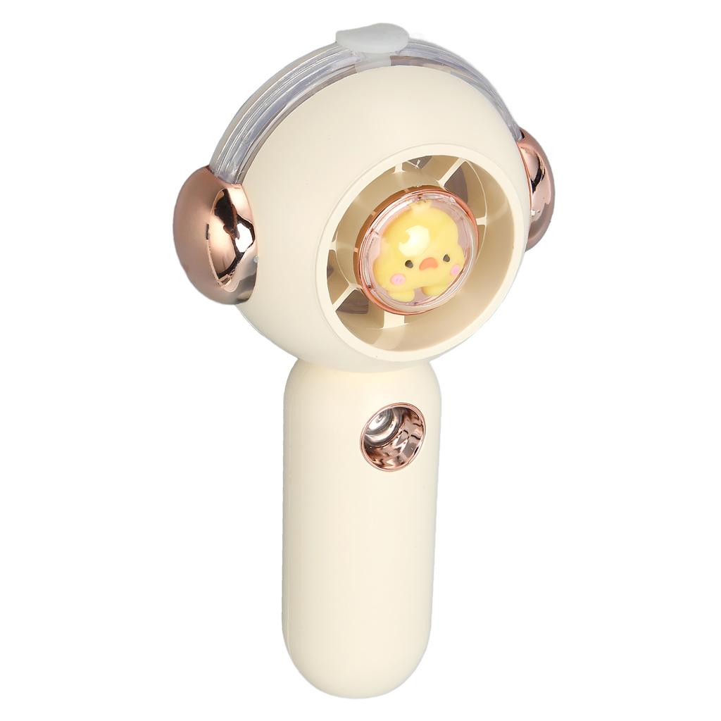 Handheld Fan Creamy White 3 Speed Mode Mist Spray USB Charge Base Design Mini Portable Fan for Home School Office