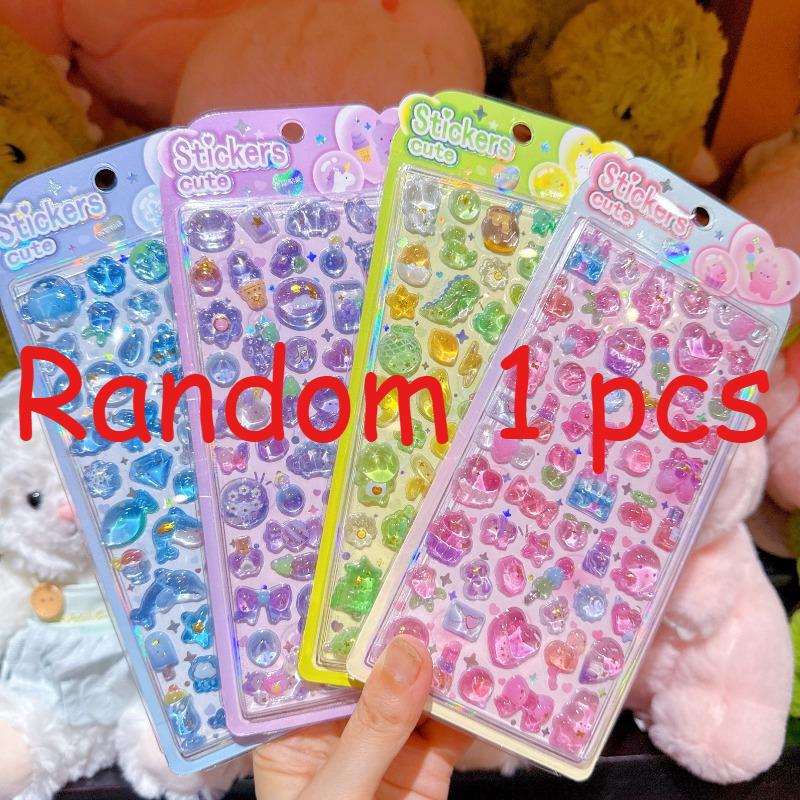 3D Shiny Crystal Stickers, Cute Cartoon Decals for Kids Scrapbook Journal DIY Craft