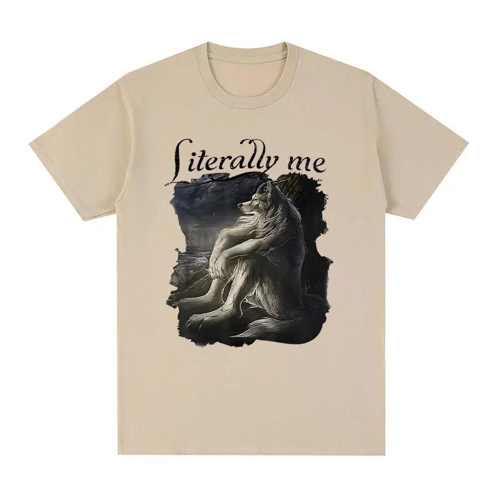 Unisex Sitting Wolf Literally Me Funny Meme T Shirt Women Casual Short Sleeve T-shirts Hip Hop Vintage Tee Shirt Unisex Women Clothing