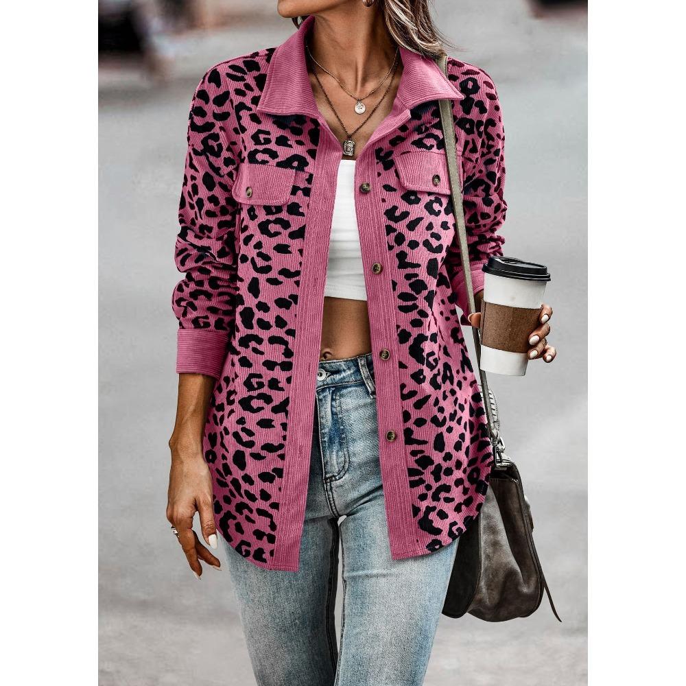Autumnl Women's Shirt Jacket Leopard Print Button Casual Loose Long Sleeve Jacket Shirt Jacket