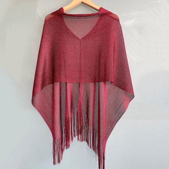 Women Beach Shawl Breathable Fabric Cover-up Shawl with Versatile Tassel Design Weddings Parties Travel Daily
