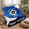 Hamburger SV Vlastní textové jméno Flanelová deka Fotbalové logo Personalizovaná fleecová přikrývka Speciální dárek na pohovku Ložnici Domov