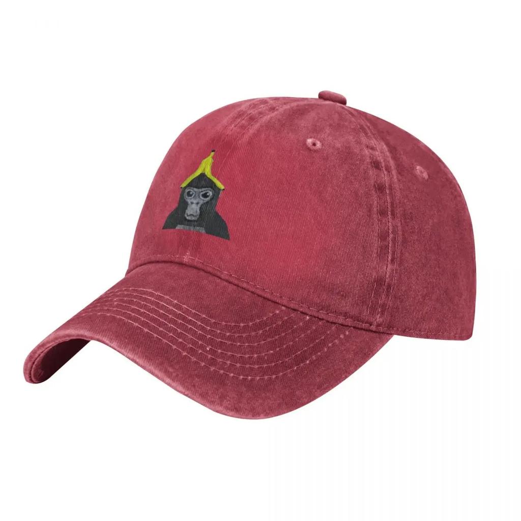 Gorilla Tag Monkey With Banana Baseball Caps Fashion Denim Fabric Hats Casquette Streetwear Baseball Cowboy Hat for Unisex Women