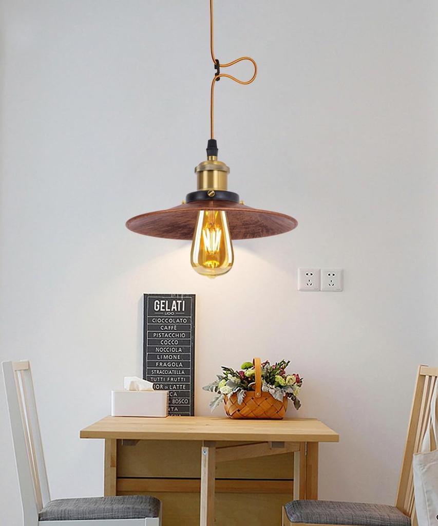 Retro Pendant Hanging Ceiling Nordic Modern Industrial E26 Bulb Not Steel for Dining Interior Ceiling Light Fixture Retro 2 Reddish-bronze Light,