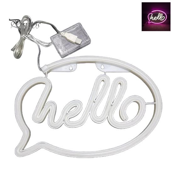 Olá sinal de néon forma criativa usb/bateria operado não-reflexo led lâmpada de néon ornamento de parede fontes de festa