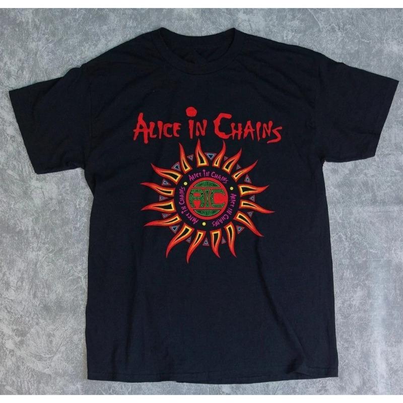 Vintage Koszulka z Nadrukiem Alice In Chains Krótki Rękaw Grunge Rockowy Zespół Grafika Męska Damska Lata 90. Muzyka Alternatywna Merch Prezent Dla Fana
