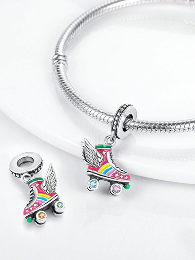 Charm Bead Charms Plata Summer Roller Skates Coconut Tree Bead Charms Copper Plated Compatible With Charm Bead Charms Authentic Bracelets for Jeweller