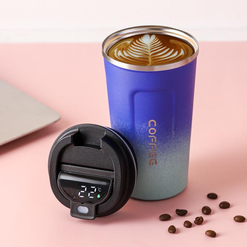 Pahar termos de cafea inteligent cu afișare inteligentă a temperaturii, cană portabilă de cafea cu vid pentru călătorie, ceașcă de apă pentru mașină de 510 ml