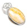 Pendant Bijuterii Argint Sterling 925 Lucrat Manual Septarian Galben Natural 2.25" K1T64