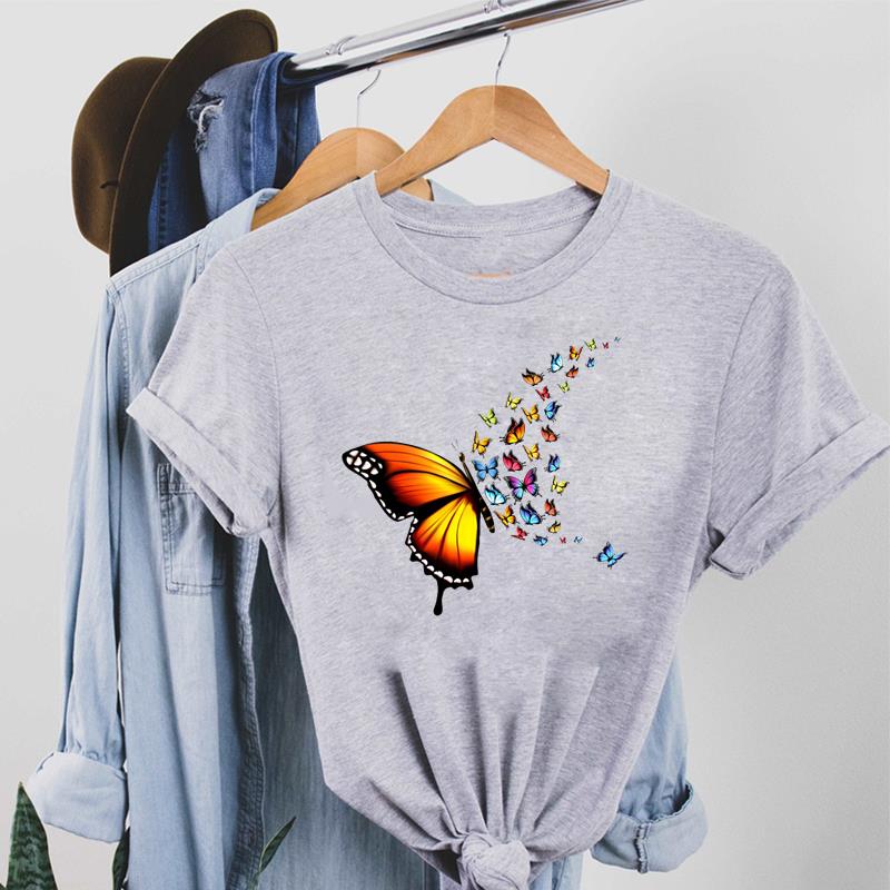 Trend Style Letter Tee Top Fashion T Shirt Clothing 90s Flower Casual Short Sleeve  Unisex Print Lady Fe Unisex Graphic T-shirt Unisex