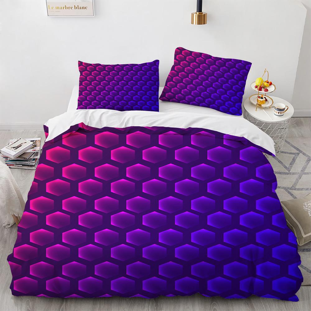 3D Honeycomb King Queen Duvet Cover Solid Geometry Bedding Set For Teens Adult Psychedelic Abstract 2/3pcs Polyester Quilt Cover