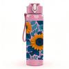 1PC Mosaic Sunflower Floral 750ml Color Plastic Sports Water Bottle Leakproof Flip Straw Lid Suitable for Sports Office Home Use