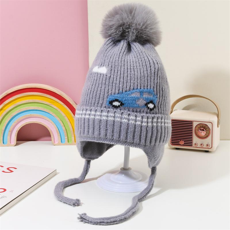 Kinder Cartoon Niedliche Ohrenschützer Strickmütze Winter Jungen Mädchen Warme Mütze