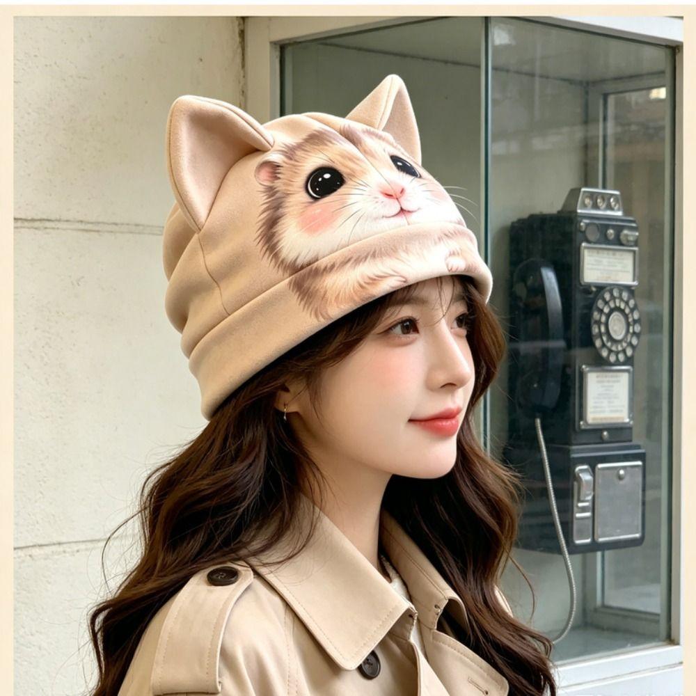 Animal Ear Cute Winter Hat Soft Ear Beanie Hat New Cartoon Beanie Women