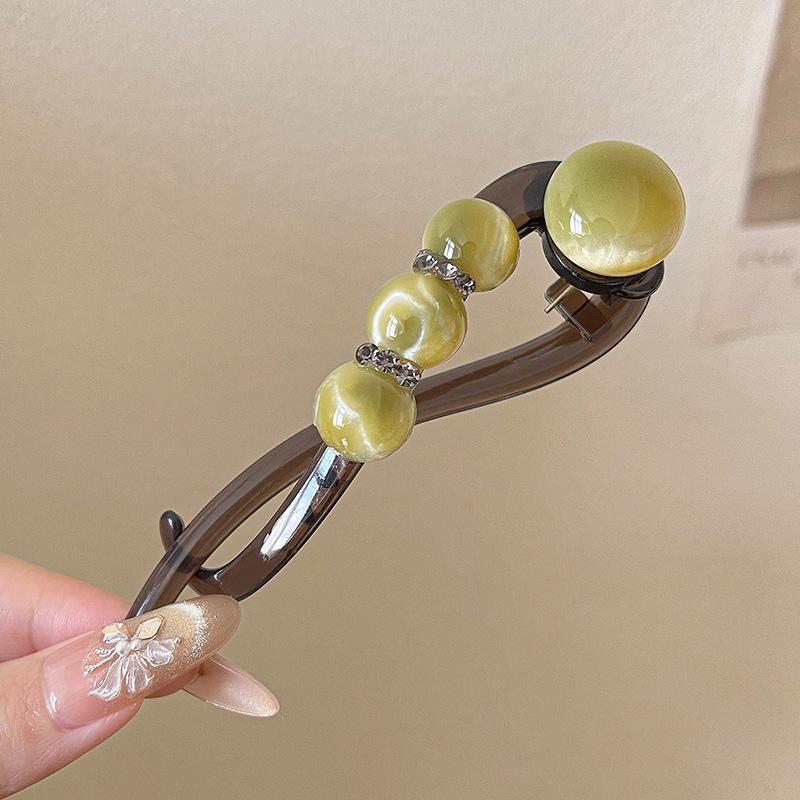 Elegant Flower Hairpin for Women Girl Simple Solid Plastic One Word Twist Clip Hairpin Shark Clip Headwear Hair Style Accessorie