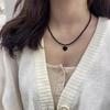Dongdaemun Simple and Small Exquisite Pearl Love Necklace Black Pearl Chain Beaded Collarbone Chain