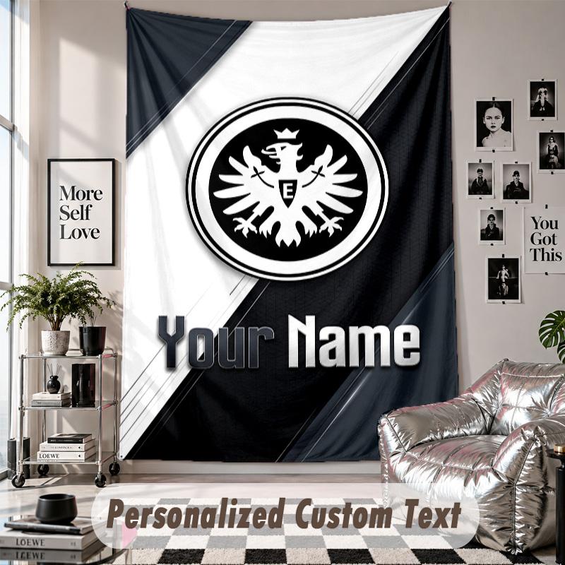 Wall Hanging Tapestry With Custom Name & Text, Eintracht Frankfurt Decorative Tapestry For Bedroom