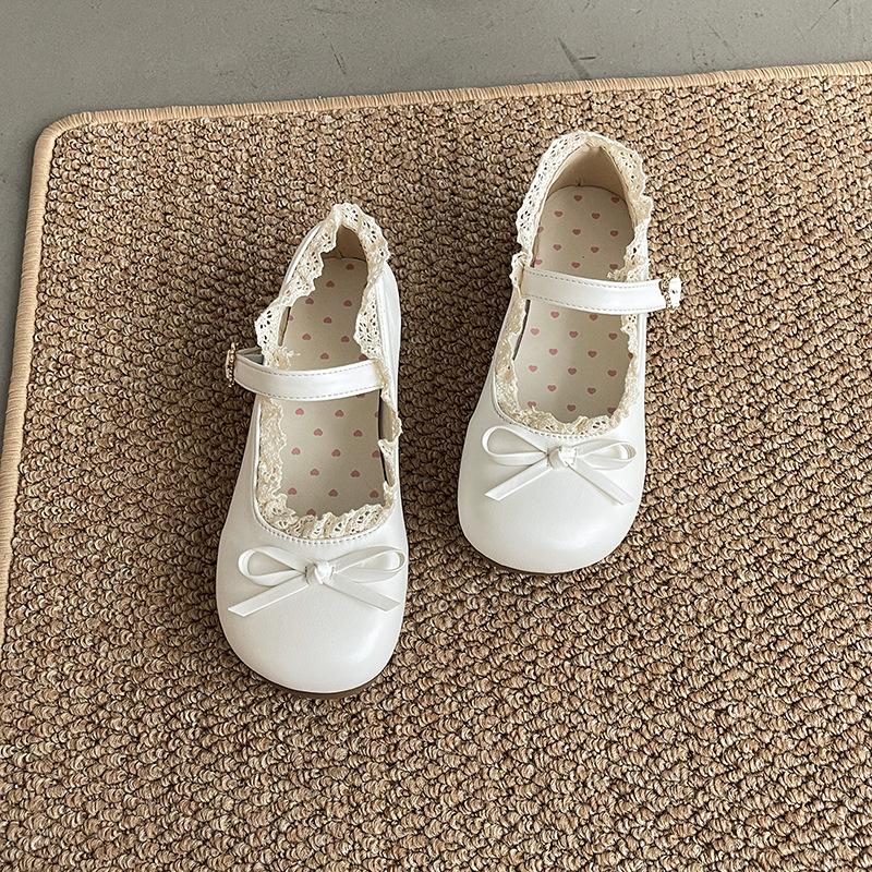 Women's Flower Buttoned Mary Jane Casual Shoes for Spring Daily Wear with Skirt PU Leather Shoes