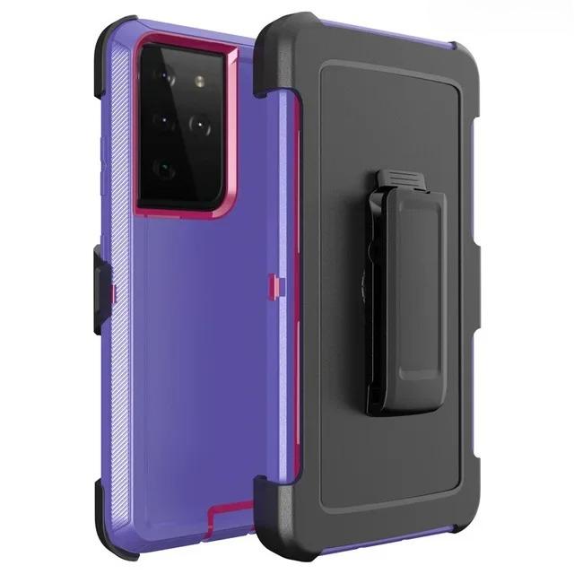 3-in-1 Militaire Pantser Schokbestendige Telefoonhoesje Voor Samsung S25 S24 S23 S22 S21 S20 Ultra Plus Note20 Otter Case Doos Riemclip Hoes