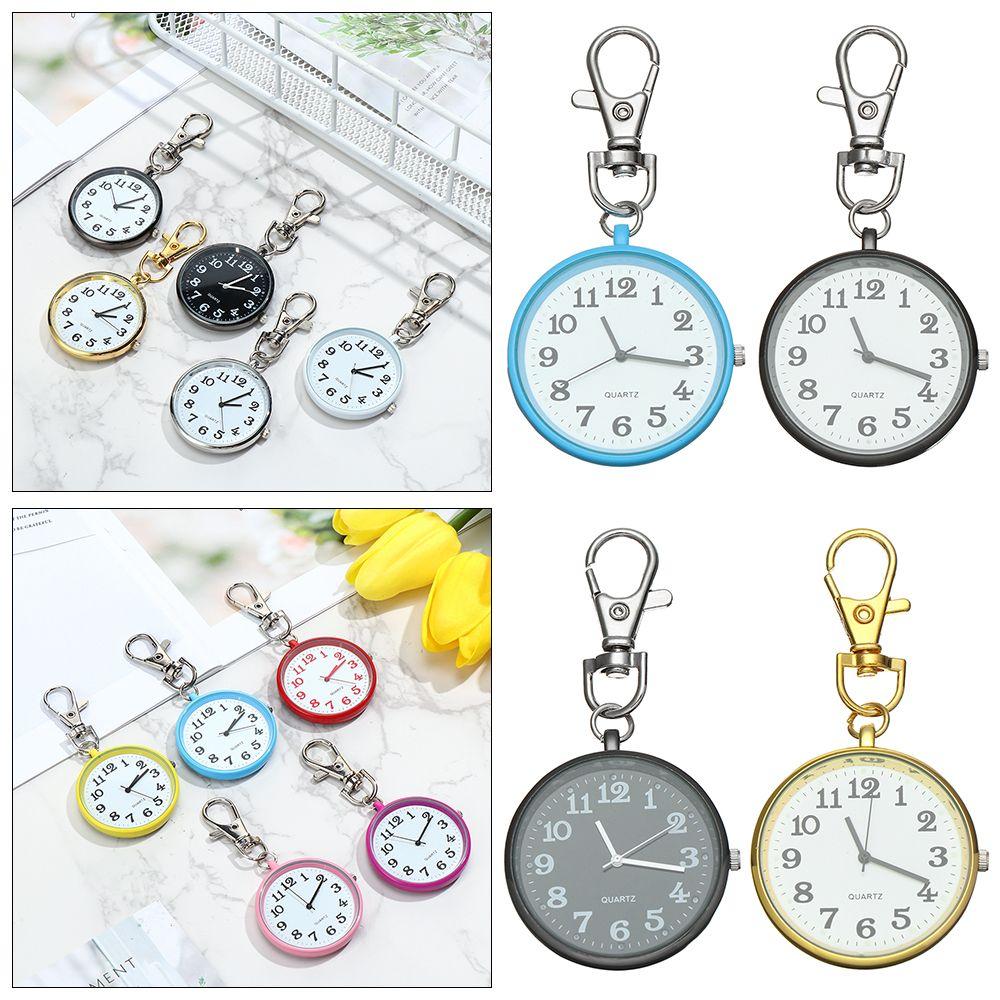 Gift Women Nurse Watches Unisex Key Buckle Minimalist Ultra Thin Open Face Quartz Pocket Watch