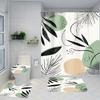 4-delige Douchegordijn Set met Antislip Badmat, Toiletdekselhoes, Contourkleed & 12 Haken, Badkamer Decoratie