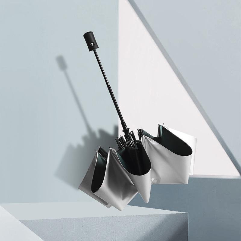 Titanium zilver lijm drievoudige automatische paraplu zonnebrand parasol klein fris zakformaat weer en regen vinyl