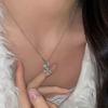 Women's Multi-Drop Cubic Cross Pendant Necklace