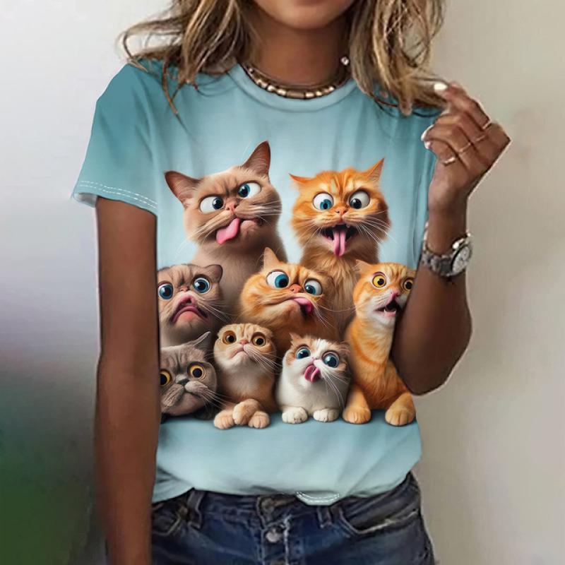 Tricouri amuzante cu grafică animală pentru femei, cu mâneci scurte, cu mâneci scurte, pentru femei, Kawaii, la modă, supradimensionate, pentru femei, tricouri de vară pentru femei