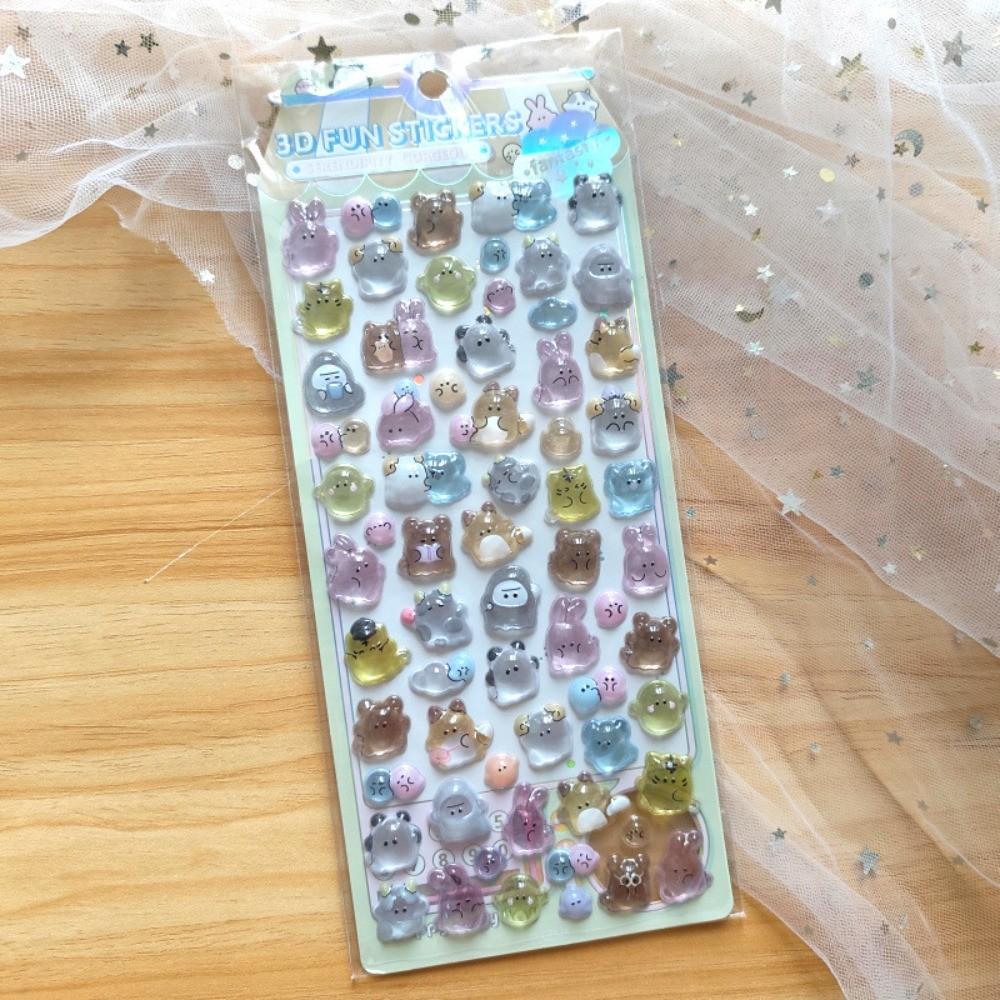 Kids 3D Cartoon Ghost Stickers, 4pc Set for Phone & Laptop Decoration, Cute & Soft Anime Style