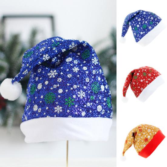 Santa Claus Cap All Match Comfy Men Women Colorful Snowflakes Pattern Thick Christmas Hat for Party