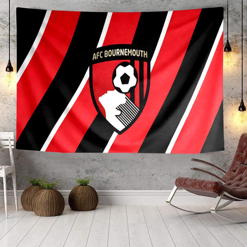 1 STUKS Bournemouth Football Club Logo Wandkleed Hangend voor Slaapkamer, Woonkamer, Speelkamer, Decoratie Kunstkamer Wandkleed Vakantie- en Verjaardagscadeaus