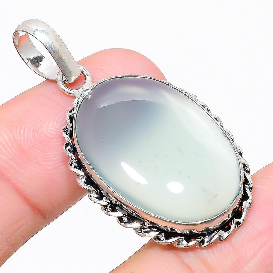 Botswana Agate Gemstone 925 Sterling Silver Jewelry Pendant 1.73" B0q70