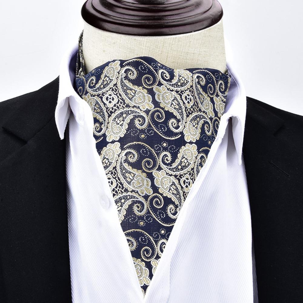 Vintage Luxury Ascot Tie Floral Pattern Paisley Polka Dot Cravat Tie Jacquard Woven Scarf Self Tie Wedding Party
