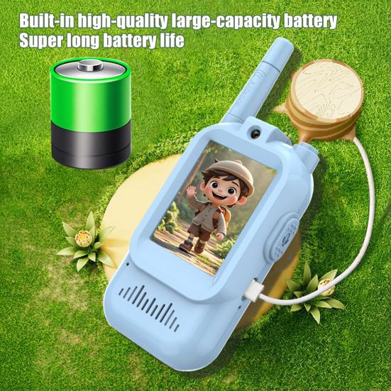 2Pcs Kids Video Intercom with Live Video And Audio Chat Rechargeable Walkie Talkies Outdoor Communication Device for Boys And Girls