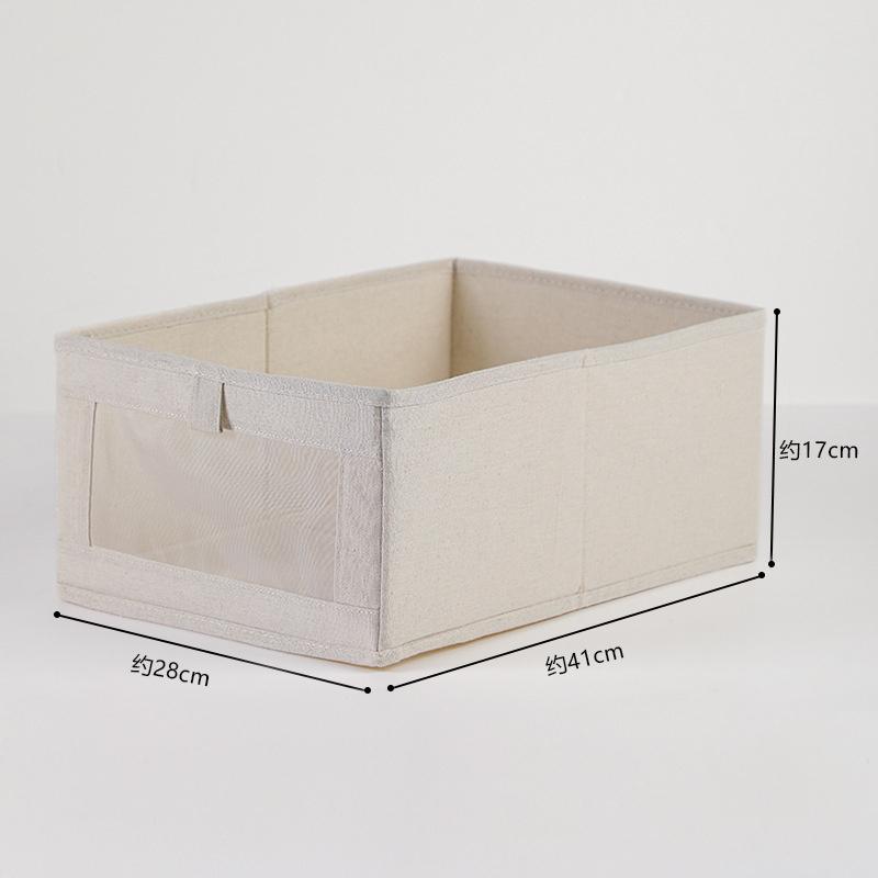 Collapsible Stackable Organizer Bins Off White-colored Fabric Closet Boxes Featuring Window Organizer Cube Baskets Container Organizers JAF234