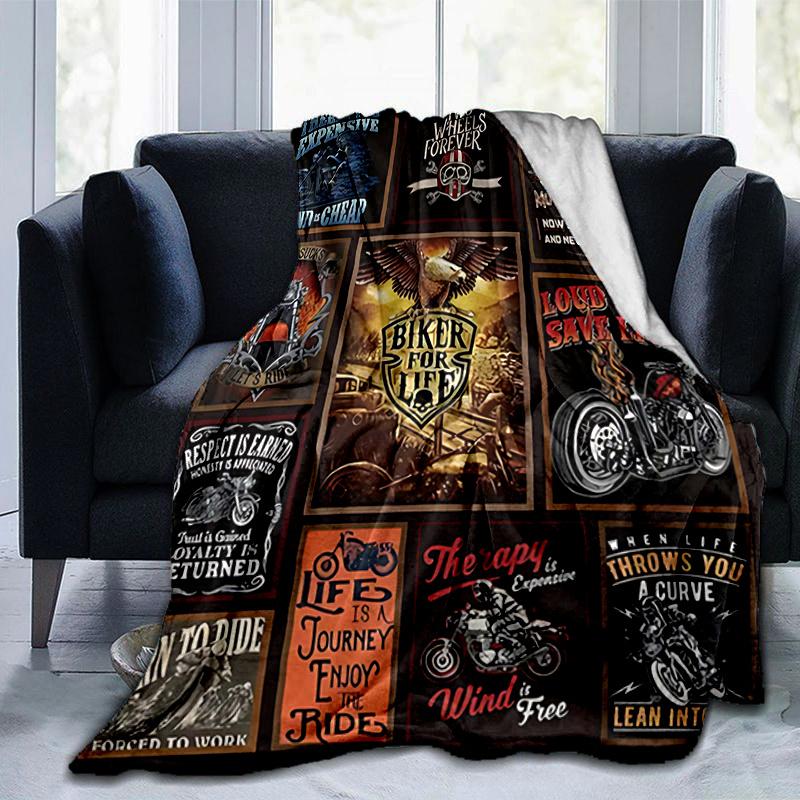 1 st Motorfiets Thema Plaid Deken Biker Citaten & Gezegden voor Huisdecoratie, Bankhoes, Reizen .W037