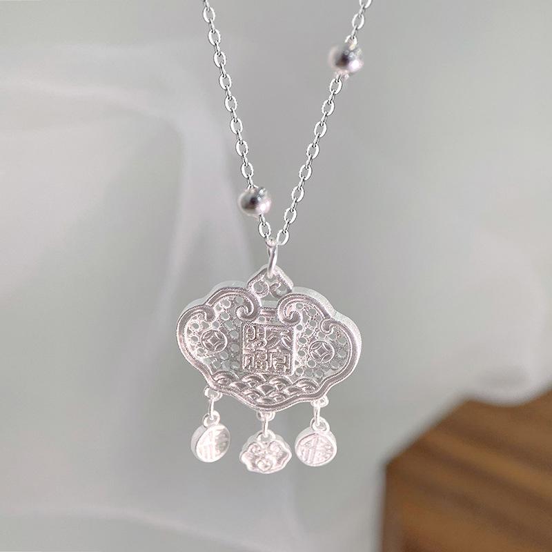 Nationale Wind en Hemelse Ambtenaren Zegen Veiligheidsslot Ketting, Nieuw Chinees Cadeau voor Vrouwen, Vriendelijk Stel