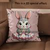 2D Cute Rabbit-Patterned Decorative Cushion Covers Pattern Cushion Cover Suitable For Sofa Bedroom Car Pillow Cover