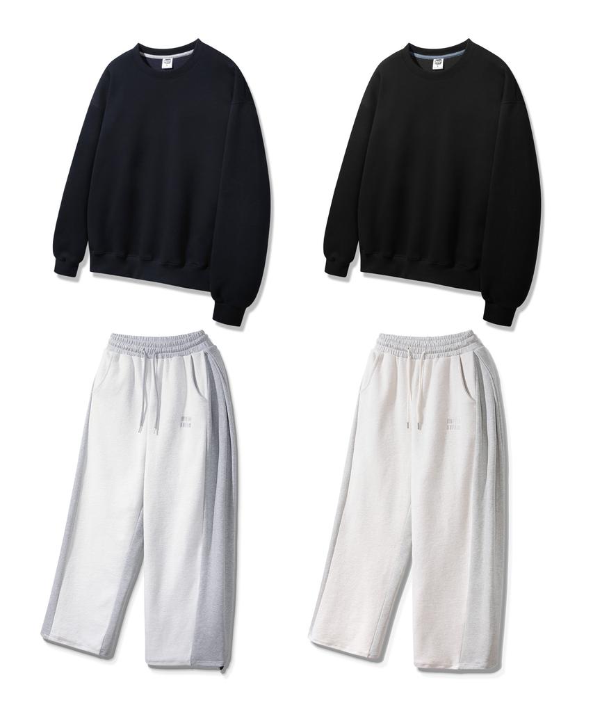 ALVINCLO [Set] Plain Oversized Sweatshirt & Pintuck Training Pants Set