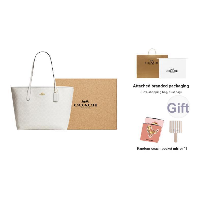 Coach City 33 Classic Logo Tote Bag Women Tote Chalk-White CV976-IMXU5