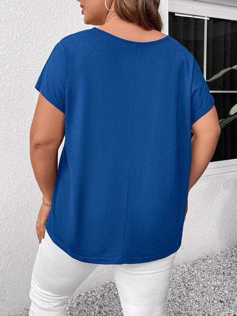 Plus Size Women's Sexy V-neck Strappy Short Sleeve T-shirt - 2025 Summer Collection