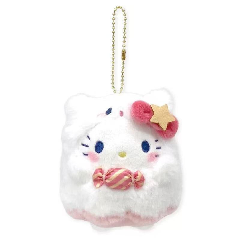 10cm Cute Hello Kitty Kuromi Plush Keychain Charm Doll Pendant for Bag Phone Accessory Kawaii Gift for Kids Girls