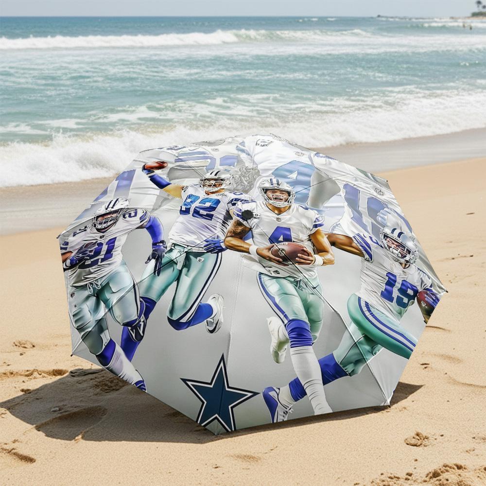 1 PC Automatic Folding Umbrella-Dallas Cowboys Pattern, Portable & Foldable Design with 8 Ribs, Christmas Birthday Gifts