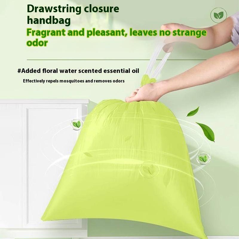 Tear Free Drawstring Garbage Bag Kitchen Bathroom Storage Garbage Cleaning Bag Mugwort Garbage Bag Anti-Mosquito And Anti-Odor