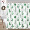 Christmas Shower Curtain Green Christmas Tree Winter Bathroom Shower Curtain Waterproof Xmas Tree Bathtub Curtain Decor with